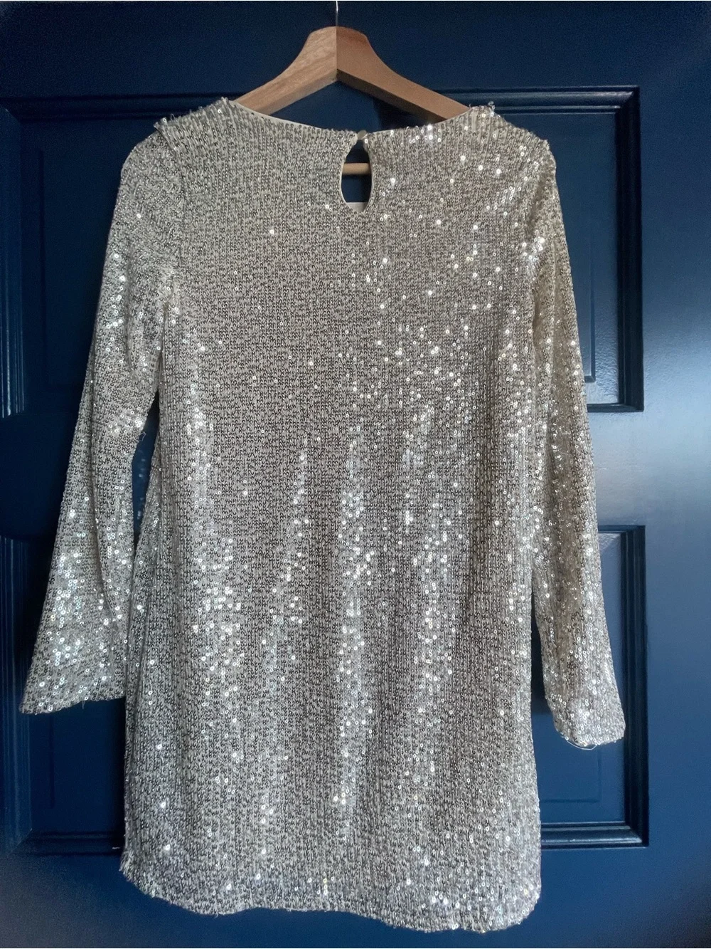 Art Class Girls XL (14) Silver Sequin Long Sleeve Keyhole Holiday Party Dress